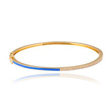 Load image into Gallery viewer, Half Two Line Pave and Half Enamel Bangle
