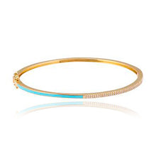 Load image into Gallery viewer, Half Two Line Pave and Half Enamel Bangle
