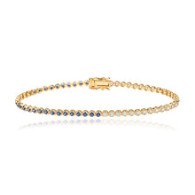 Load image into Gallery viewer, Half &amp; Half Gemstone and Diamond Tennis  Bracelet
