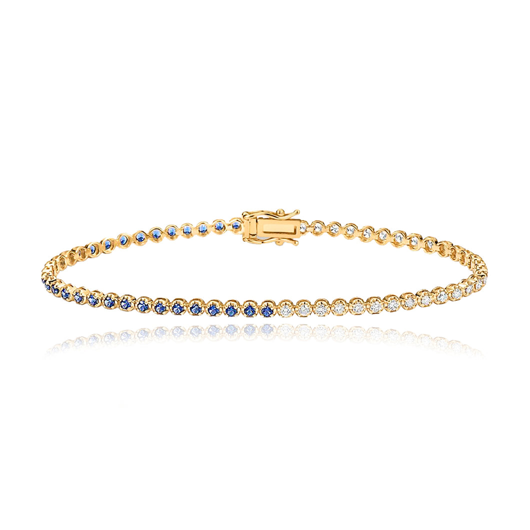 Half & Half Gemstone and Diamond Tennis  Bracelet