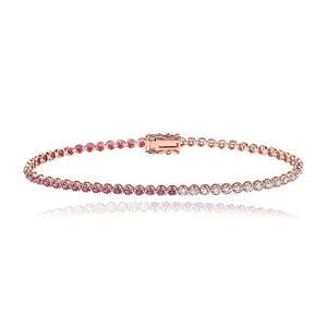 Half & Half Gemstone and Diamond Tennis  Bracelet
