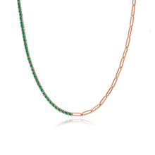 Load image into Gallery viewer, Half and Half Gemstone Tennis and Paperclip Necklace
