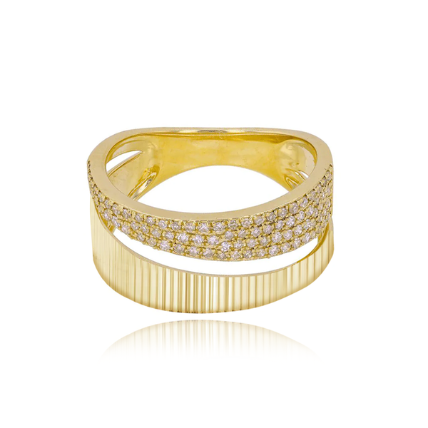 Half Fluted Half PaveThick Ring