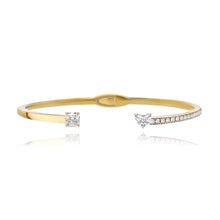 Load image into Gallery viewer, Two Diamonds Pave and Gold Cuff Bangle
