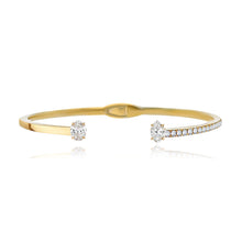 Load image into Gallery viewer, Two Diamonds Pave and Gold Cuff Bangle
