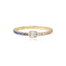 Load image into Gallery viewer, Half Pave and Half Gemstone Solitaire Bezel Diamond Ring

