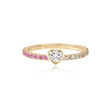 Load image into Gallery viewer, Half Pave and Half Gemstone Solitaire Bezel Diamond Ring
