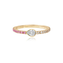 Load image into Gallery viewer, Half Pave and Half Gemstone Solitaire Bezel Diamond Ring

