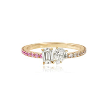 Load image into Gallery viewer, Half Pave and Half Gemstones Two-Diamond Ring
