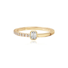 Load image into Gallery viewer, Half Pave and Half Gold Bezel Solitaire Diamond Ring
