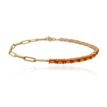 Load image into Gallery viewer, Half &amp; Half Baguette Gemstone Tennis Paperclip Bracelet
