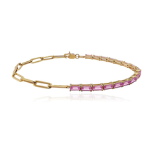 Load image into Gallery viewer, Half &amp; Half Baguette Gemstone Tennis Paperclip Bracelet
