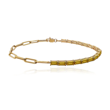 Load image into Gallery viewer, Half &amp; Half Baguette Gemstone Tennis Paperclip Bracelet
