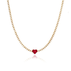 Heart Gemstone Tennis Necklace