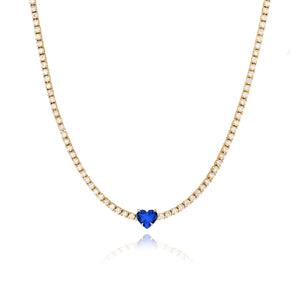 Heart Gemstone Tennis Necklace