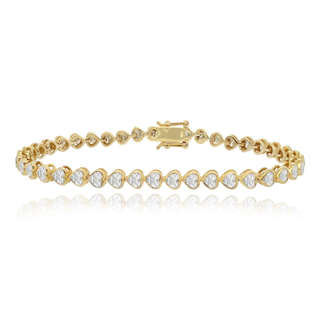 Diamond Bezel Heart Tennis Bracelet