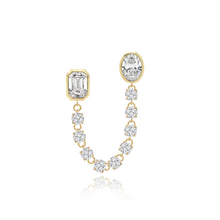 Load image into Gallery viewer, Two Bezel Solitaire Diamond Chain Earring

