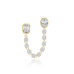 Two Bezel Solitaire Diamond Chain Earring
