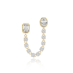 Two Bezel Solitaire Diamond Chain Earring