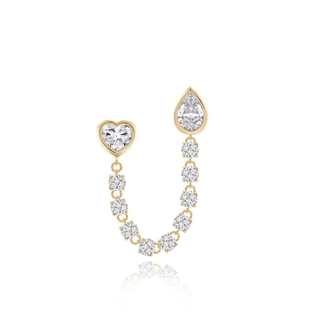 Two Bezel Solitaire Diamond Chain Earring