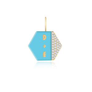 Enamel Side Pave Hexagon Charm