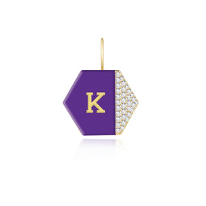 Enamel Side Pave Hexagon Charm