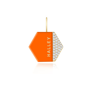Enamel Side Pave Hexagon Charm
