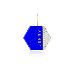 Enamel Side Pave Hexagon Charm