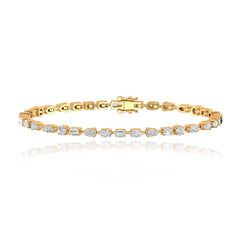 Horizontal Multi Shape Diamond Tennis Bracelet