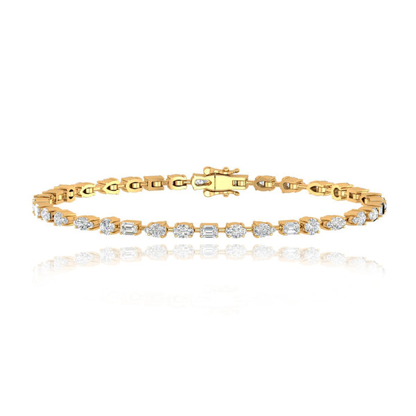 Horizontal Multi Shape Diamond Tennis Bracelet