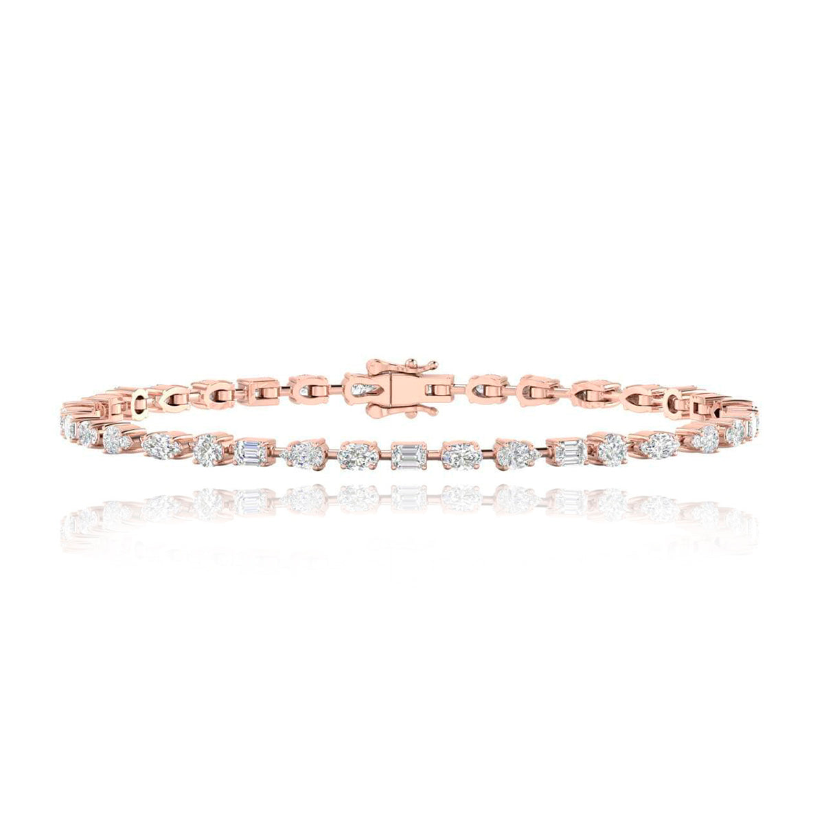 Horizontal Multi Shape Diamond Tennis Bracelet