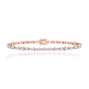 Horizontal Multi Shape Diamond Tennis Bracelet