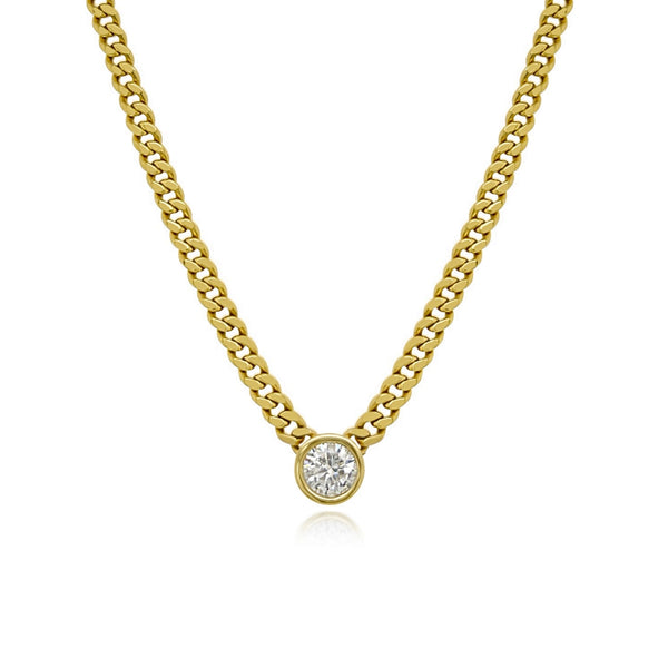 Bezel Round Diamond Cuban Necklace