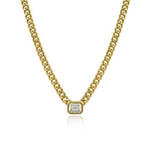 Load image into Gallery viewer, Bezel Emerald Cut Diamond Cuban Necklace
