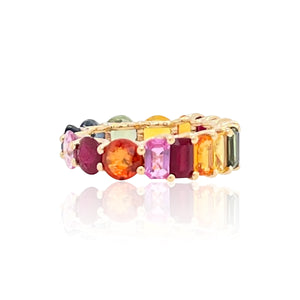 Half and Half Gemstones Eternity Ring