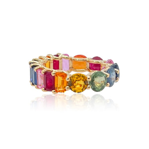 Half and Half Gemstones Eternity Ring