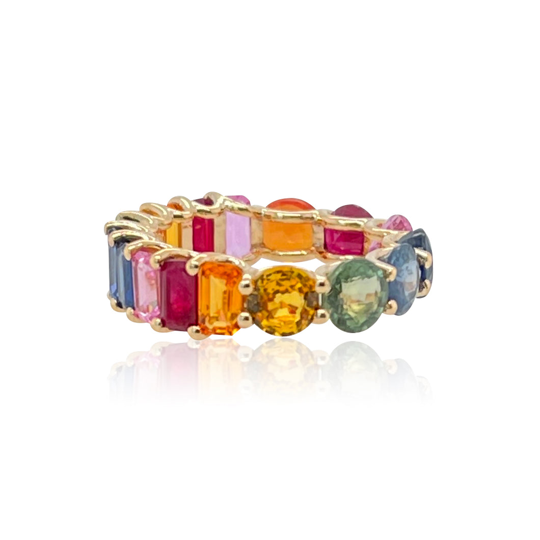 Half and Half Gemstones Eternity Ring