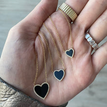 Load image into Gallery viewer, Medium Pave Outline Stone Heart Necklace
