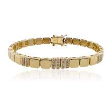 Load image into Gallery viewer, Large Golden Square Pave Rectangles Bracelet

