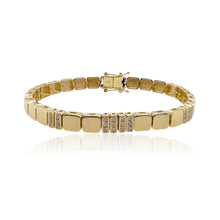 Load image into Gallery viewer, Large Golden Square Pave Rectangles Bracelet- 14K Yellow Gold
