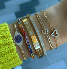 Load image into Gallery viewer, Pave Initial Flat Cuban Bracelet
