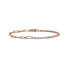 Load image into Gallery viewer, Half and Half Diamond Tennis Paperclip Bracelet
