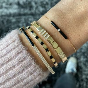 Small Golden Square Spaced Enamel Bracelet- 14K Yellow Gold