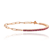 Load image into Gallery viewer, Half &amp; Half Gemstone Tennis Paperclip Bracelet
