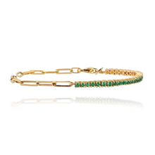 Load image into Gallery viewer, Half &amp; Half Gemstone Tennis Paperclip Bracelet
