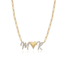 Load image into Gallery viewer, Two Pave Initials and Gold Charm Necklace
