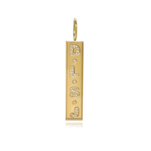 Pave Initials and Bezels Plate Charm