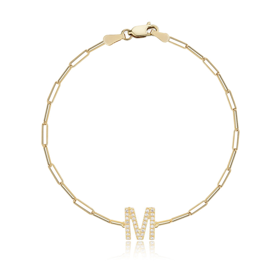 Pave Initial Paperclip Bracelet