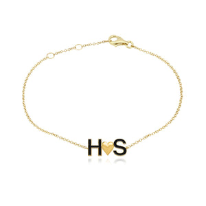 Two Enamel Initials and Charm Bracelet