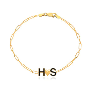 Two Enamel Initials and Charm Bracelet
